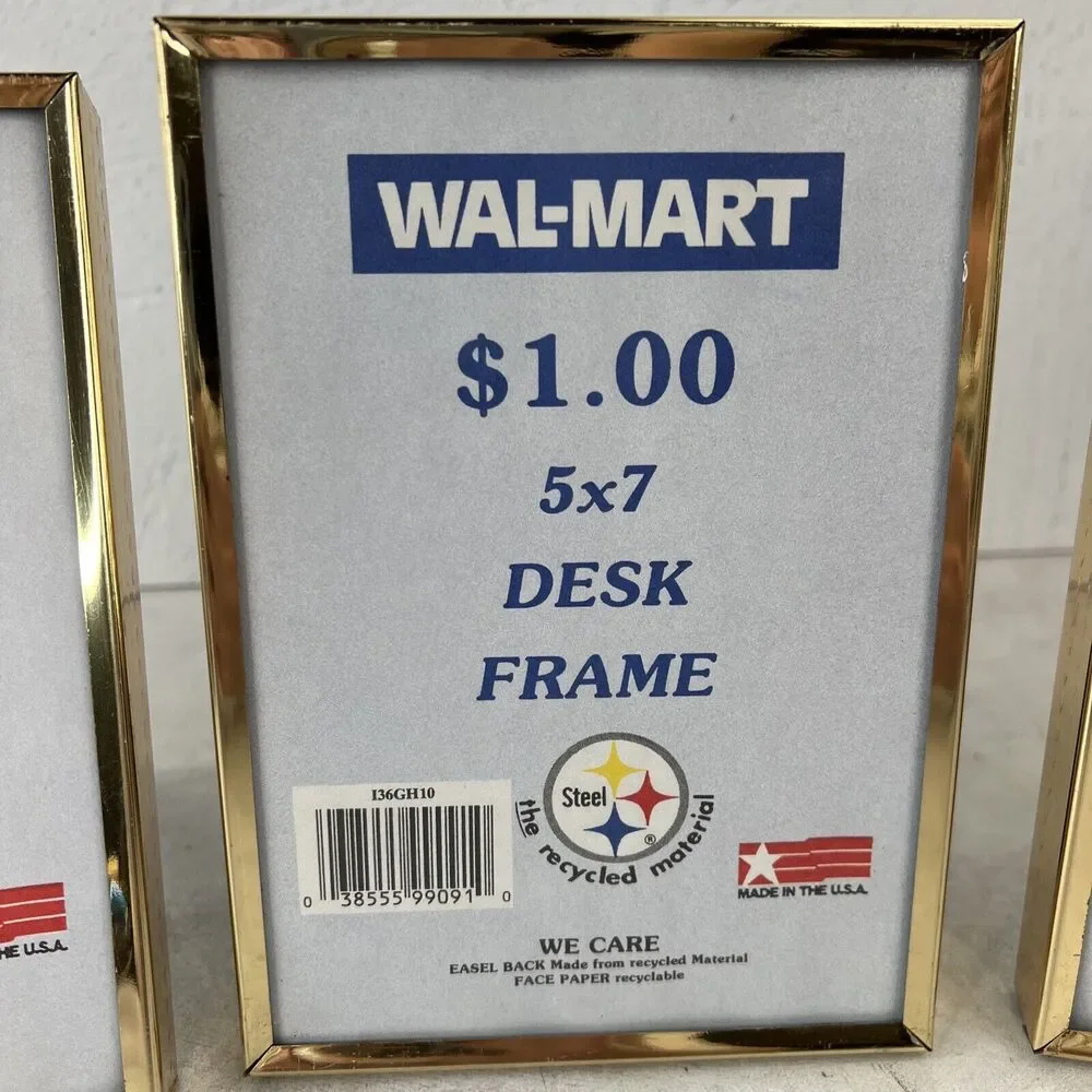 Vintage Wal-Mart Picture‎ Frame Gold Tone Metal with Glass Set Of 3 5X7 USA